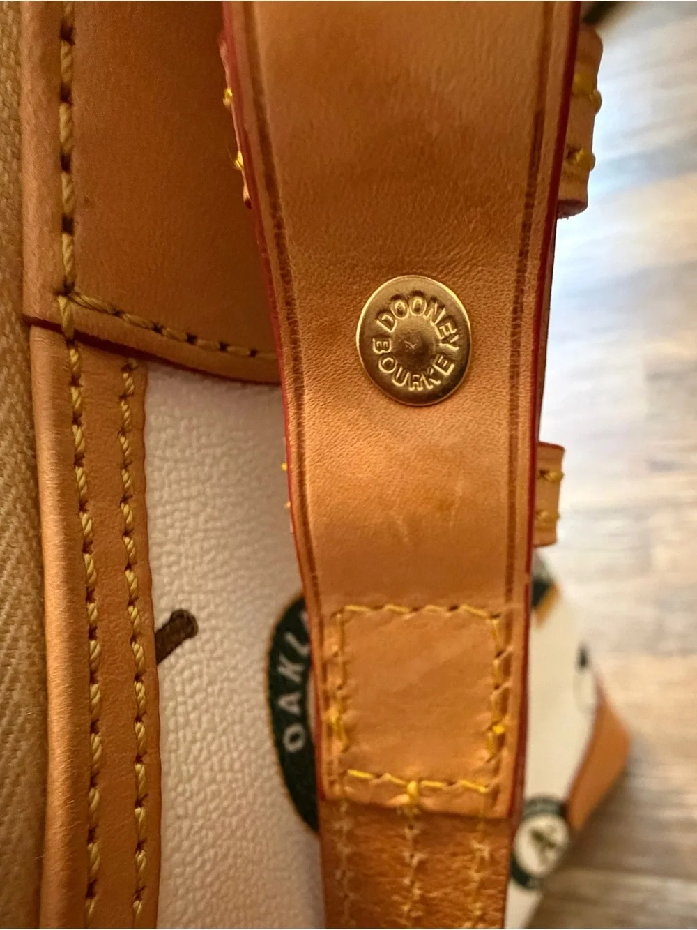Dooney & Bourke White Oakland Athletics Print Hobo Bag Tan & Burgundy Trim Purse